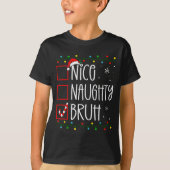 T-shirt Christmas Nice Naughty Bruh Funny Xmas List Women (Devant)