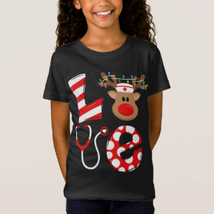 T-Shirt Christmas Nurse Love NICU RN ER Père Noël Reindeer