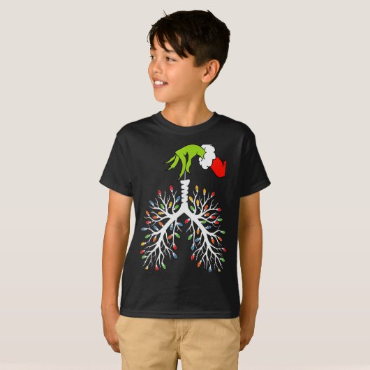 T-shirt Christmas Nurse Lung Xmas Lights Funny Pulmonologi (Devant entier)