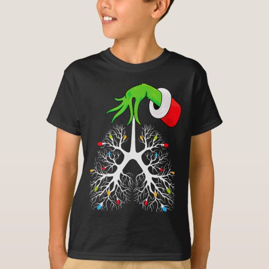 T-shirt Christmas Nurse Resratory Therast Lung Lights Funn (Devant)