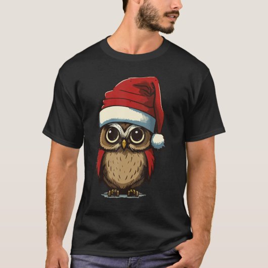 T-shirt Christmas Owl with Christmas hat Owl Owner (Devant)