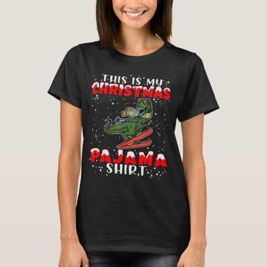 T-shirt Christmas Pajama Shirt Funny Xmas Skiing Gift For (Devant)