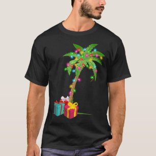 T-shirt Christmas Palm Tree Coconut Lights Beach Hawaii Xm