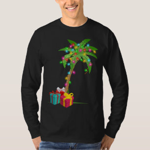 T-shirt Christmas Palm Tree Coconut Lights Beach Hawaii Xm