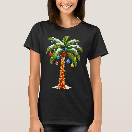 T-shirt Christmas Palm Tree Hawaiian Trocal Xmas (Devant)