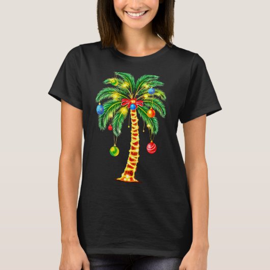 T-shirt Christmas Palm Tree Hawaiian Xmas (Devant)