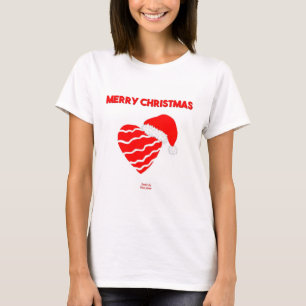 T-shirt Christmas Père Noël Heart Femmes White Basic T Shi