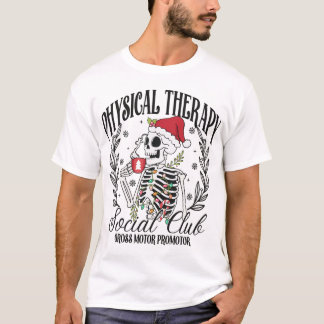 T-shirt Christmas Physical Therapy Skeleton Santa Hat