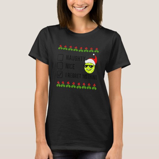 T-shirt Christmas Pickleball  NAUGHTY NICE (Devant)