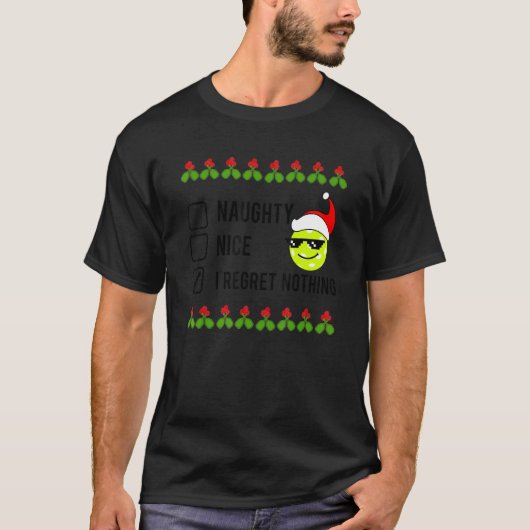 T-shirt Christmas Pickleball NAUGHTY NICE (Devant)