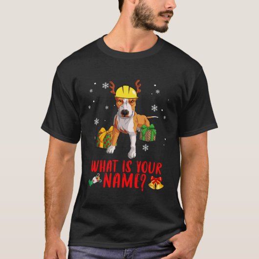 T-shirt Christmas Pitbull Dog In A Reindeer Construction H (Devant)