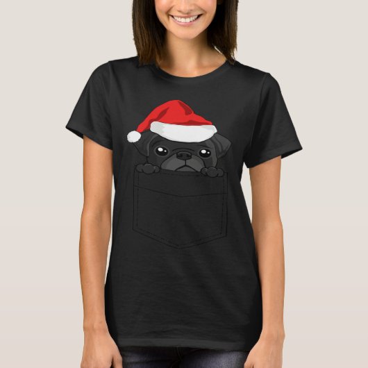 T-shirt Christmas Pug Dog In Your Pocket (Devant)