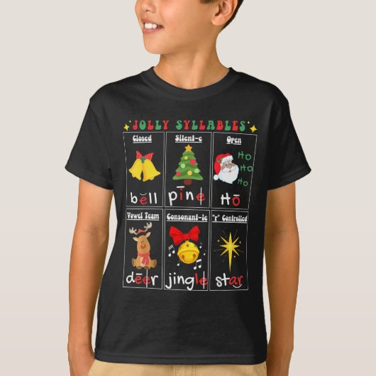 T-shirt Christmas Reading Teacher Syllable Types Phonemic (Devant)