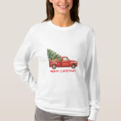 T-shirt Christmas Red Truck Tree Transport (Devant)