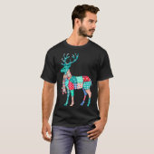 T-shirt Christmas Reindeer Patchwork Reindeer Men Women Ki (Devant entier)