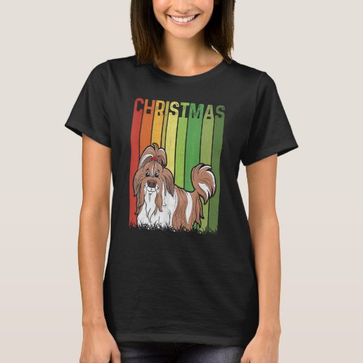 T-shirt Christmas Retro Shih Tzu Chien Groupe Correspondan (Devant)
