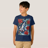 T-shirt Christmas Rocket Launch With Poinsettias At Night (Devant entier)