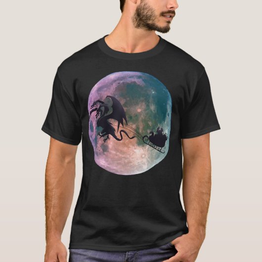 T-shirt Christmas Santa Claus Flying Past the Moon With Dr (Devant)