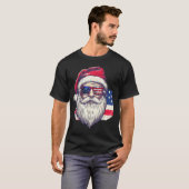 T-shirt Christmas Santa Claus Patriotic Usa Sungles In Jul (Devant entier)