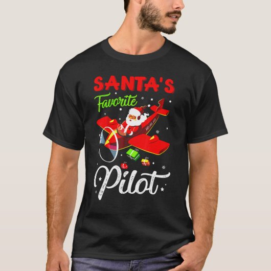 T-shirt Christmas Santa Claus Pilot Flying Airplane (Devant)