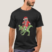 T-shirt Christmas Santa Claus Pug Dog Riding A Dinosaur Tr (Devant)
