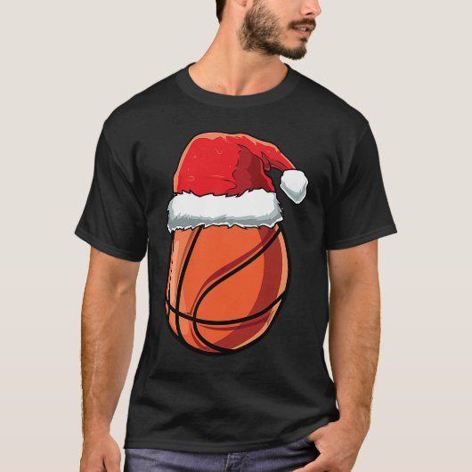 T-shirt Christmas Santa Hat Basketball Player Funny Boys X (Devant)