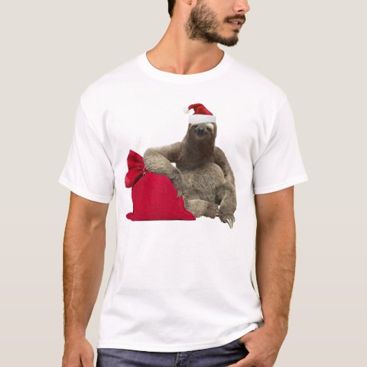 T-shirt Christmas Santa Sloth (Devant)