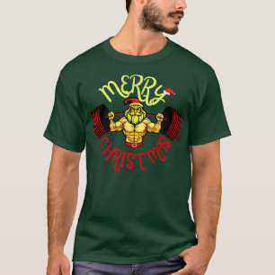 T-shirt Christmas Santal Lifting Heavy Barbell Squatmas