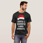 T-shirt Christmas Santa's Favorite Yard Worker Funny Pajam (Devant entier)
