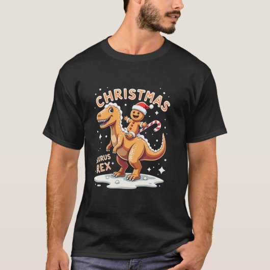 T-shirt Christmas Saurus Rex Gingerbread Homme T Rex Cooki (Devant)