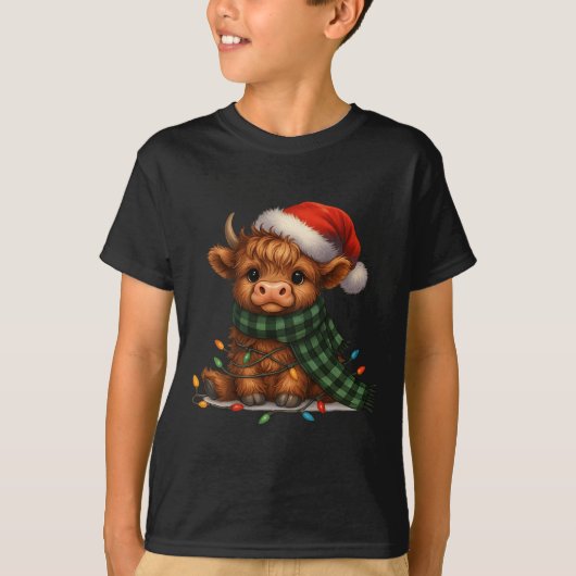 T-shirt Christmas Scottish Highland Cow Santa Xmas Farm An (Devant)