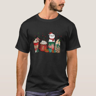 T-shirt Christmas Scottish Pold Cat Festive Cups de café S