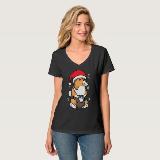 T-shirt Christmas Shetland Sheepdog Shelter Chien Gamer Vi (Devant entier)