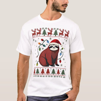 T-shirt Christmas Shirt for Sloth Lover Gift Santa Buffalo