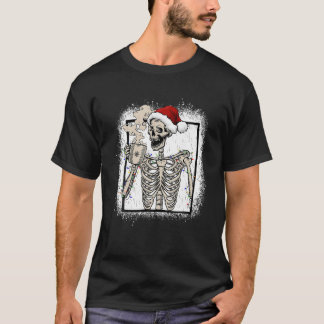 T-shirt Christmas Skeleton Café Vintage Retro Funny