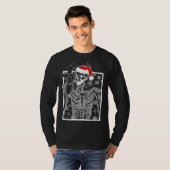 T-shirt Christmas Skeleton with Smiling Skull drinking Cof (Devant entier)