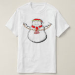 T-shirt Christmas Snowman<br><div class="desc">Chemise unique de fête de Noël avec un bonhomme de neige tenant une ficelle de pop-corn mendiant pour un câlin.</div>
