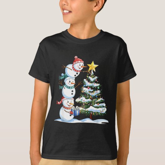 T-shirt Christmas Snowman Christmas Tree Funny Snowman Lov (Devant)