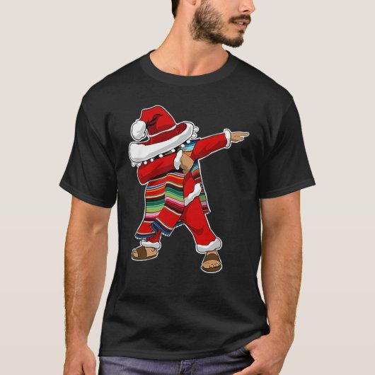 T-shirt Christmas Sombrero Dabbing Mexican Serape Poncho S (Devant)