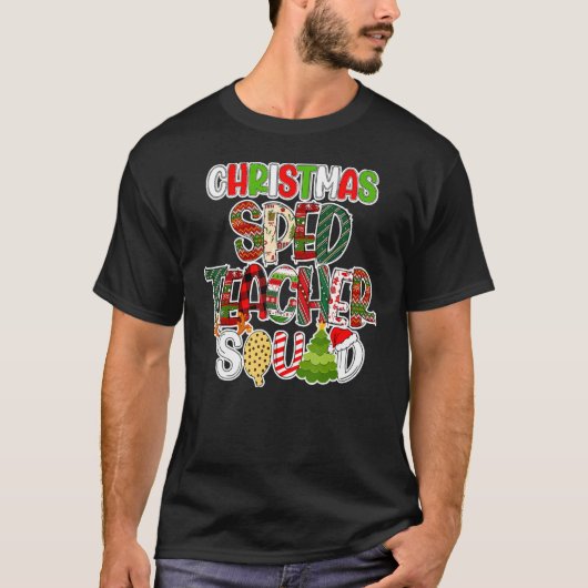 T-shirt Christmas Sped Teacher Squad Red Plaid Teacher (Devant)