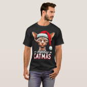 T-shirt Christmas Sphynx Cat Merry Catmas Santa Hat Xmas (Devant entier)