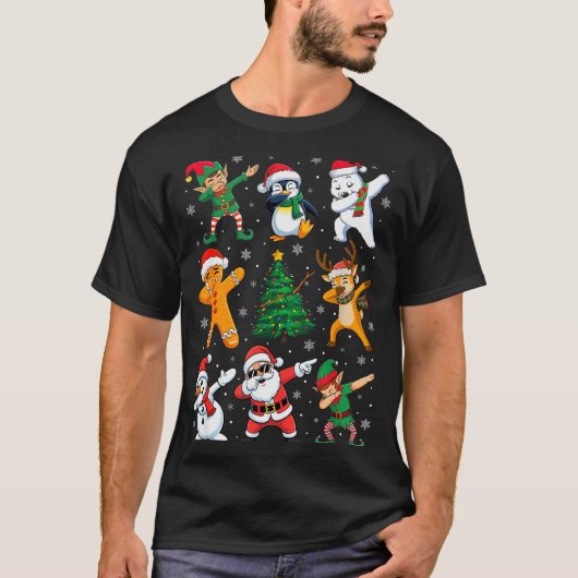 T-shirt Christmas Squad Dabbing Santa Elf Family Matching  (Devant)