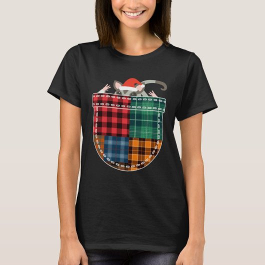 T-shirt Christmas Sugar Glider with Santa Hat in Plaid Poc (Devant)