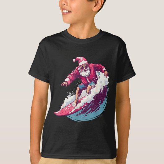 T-shirt Christmas Surfing Santa Surfboarder Surf Lover Xma (Devant)