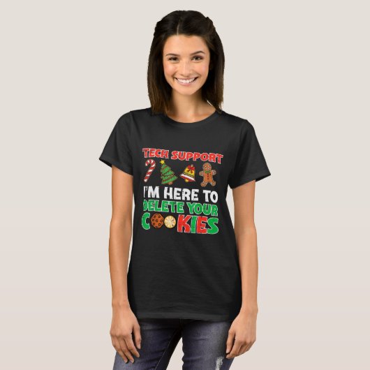 T-shirt Christmas Tech Suprt Delete Cookies Funny Xmas Men (Devant entier)