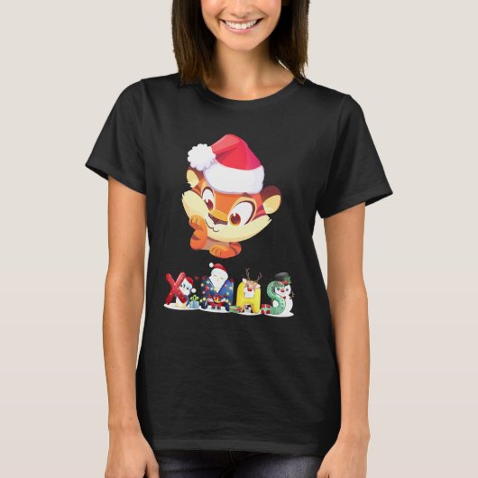 T-shirt Christmas Tiger Face Tree Snow Pajama Xmas 2021 (Devant)
