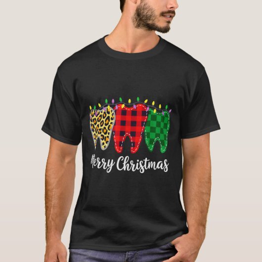 T-shirt Christmas Tooth Dentist Dental Istant Teeth Leopar (Devant)