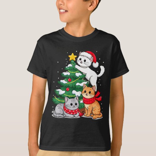 T-shirt Christmas Tree Cats Xmas  (Devant)