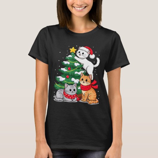 T-shirt Christmas Tree Cats Xmas  (Devant)