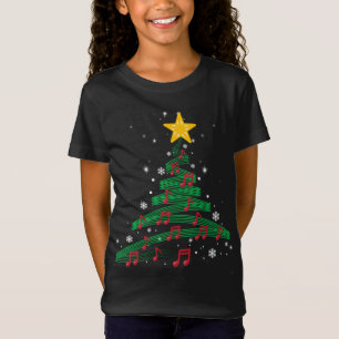 T-Shirt Christmas Tree Music Notes Musical Christmas Carol